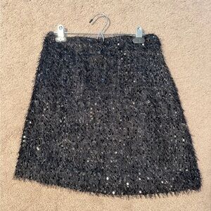 LOFT Black Sparkle Mini Skirt